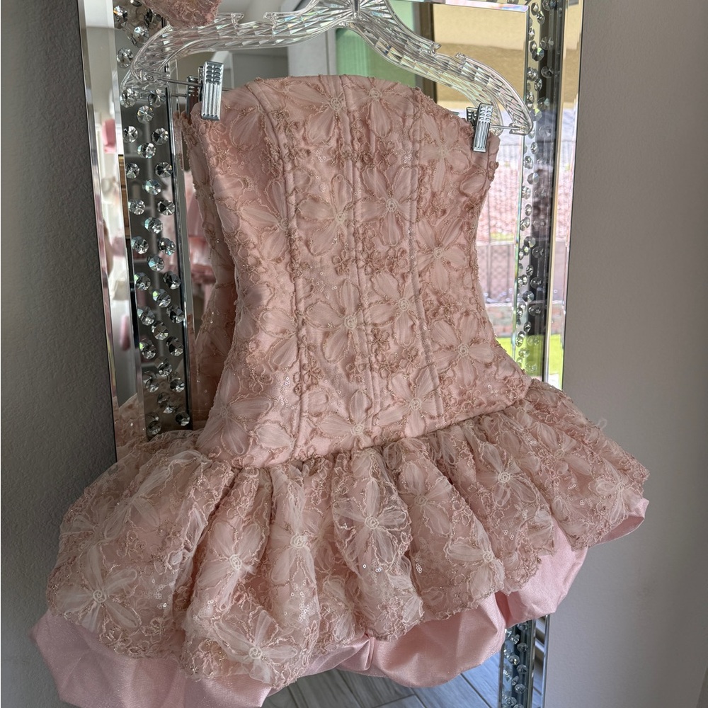 “Innovare Denim” Pink Bubble Hem Dress - Picture 9 of 9